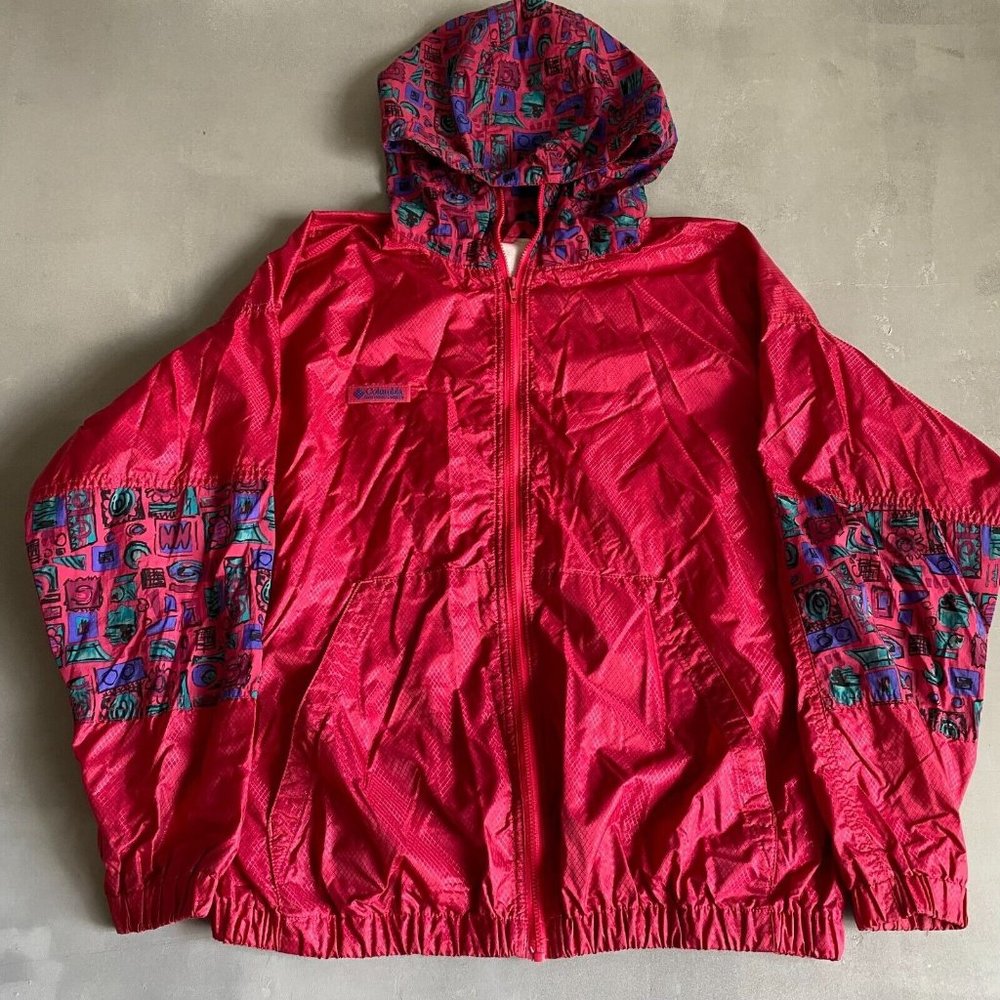 Columbia Jacket Girls‎ 14 16 Windbreaker Hooded Lined 90s Youth